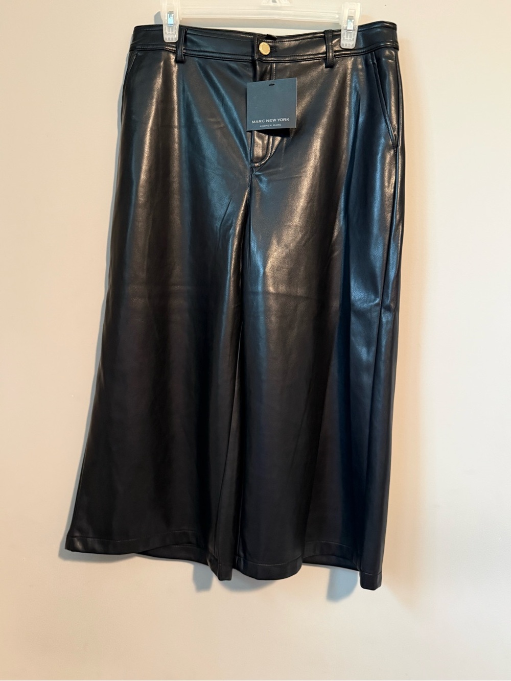 NWT Women's Black Wide Faux Leather Leg Pants